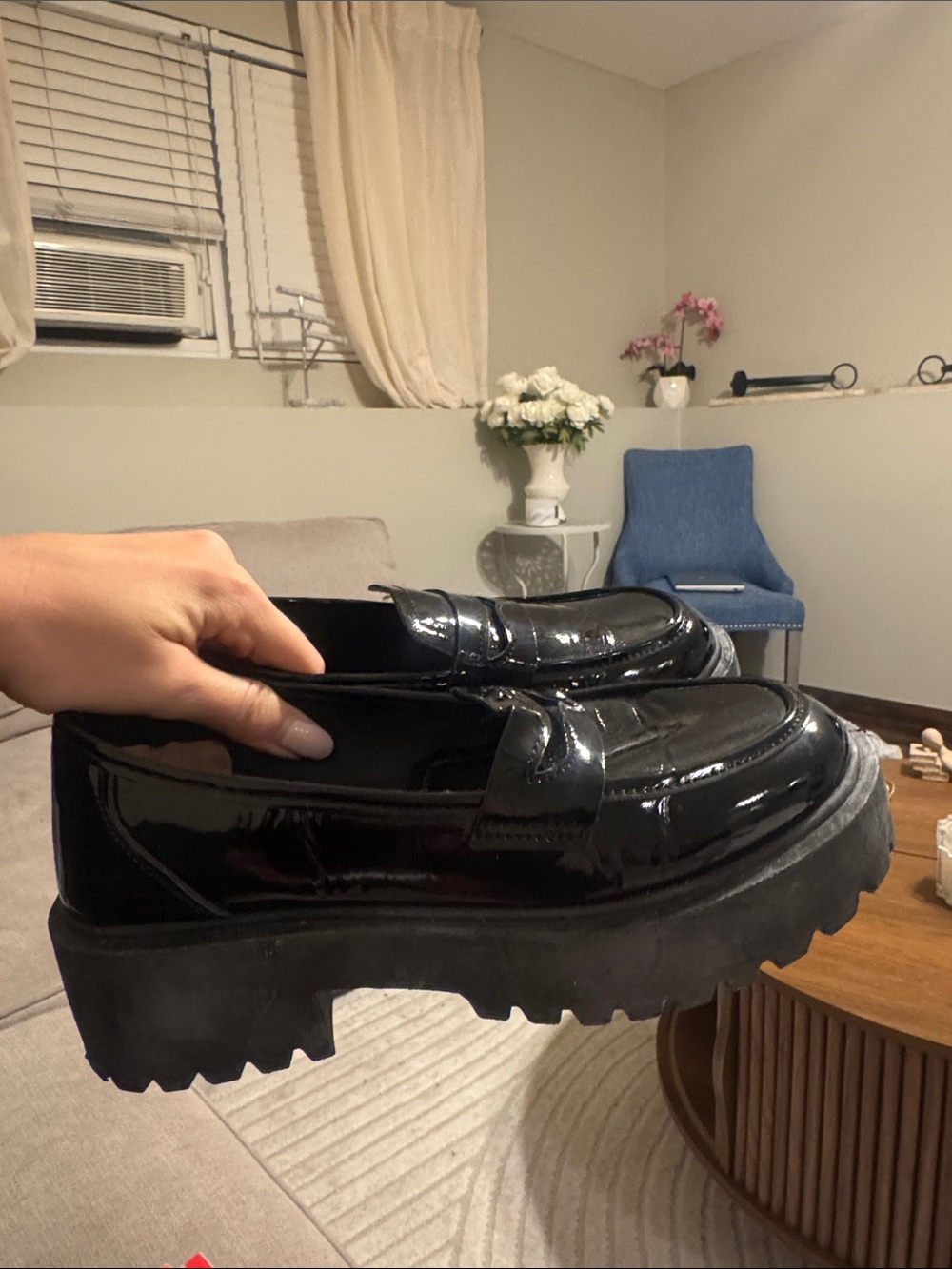 Fashion Nova Black Patent Chunky Sole Women's Loafers
